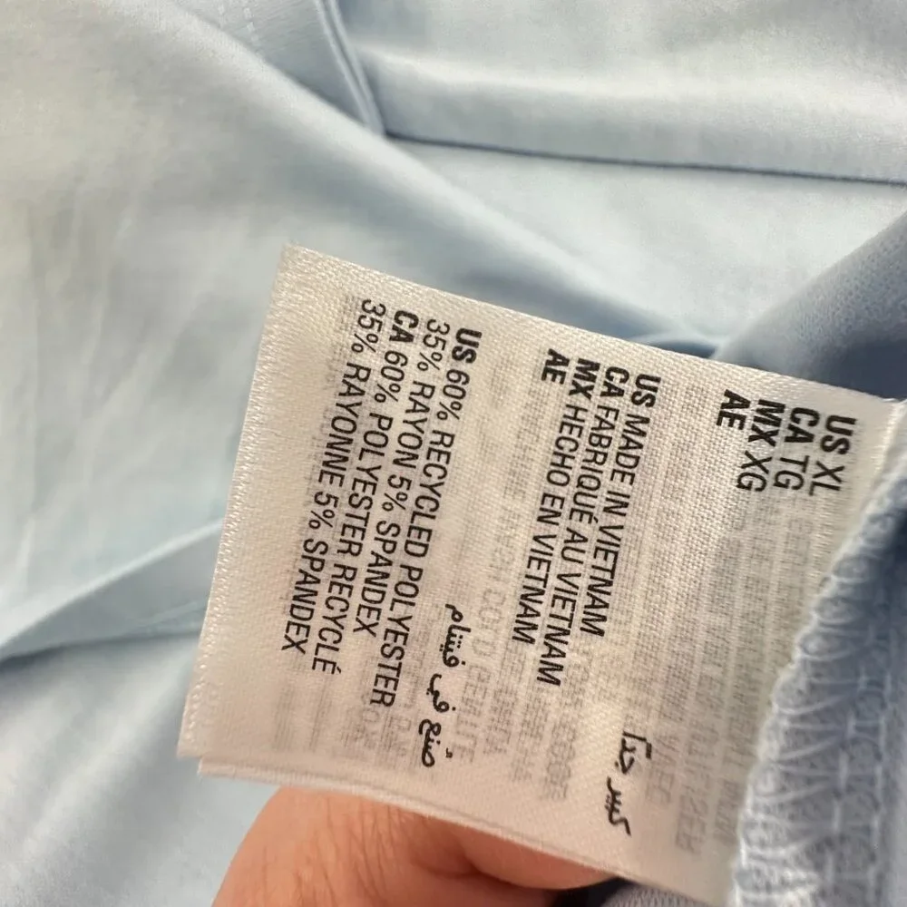 NEW! Mens Alfani Casual Shirt Long Sleeves XL $45 Blue Rayon, Polyester, Spandex
